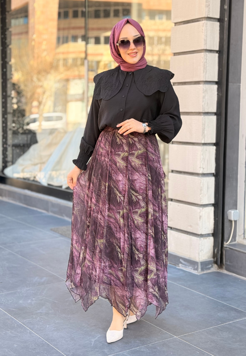 Mürdüm Şifon Etek
