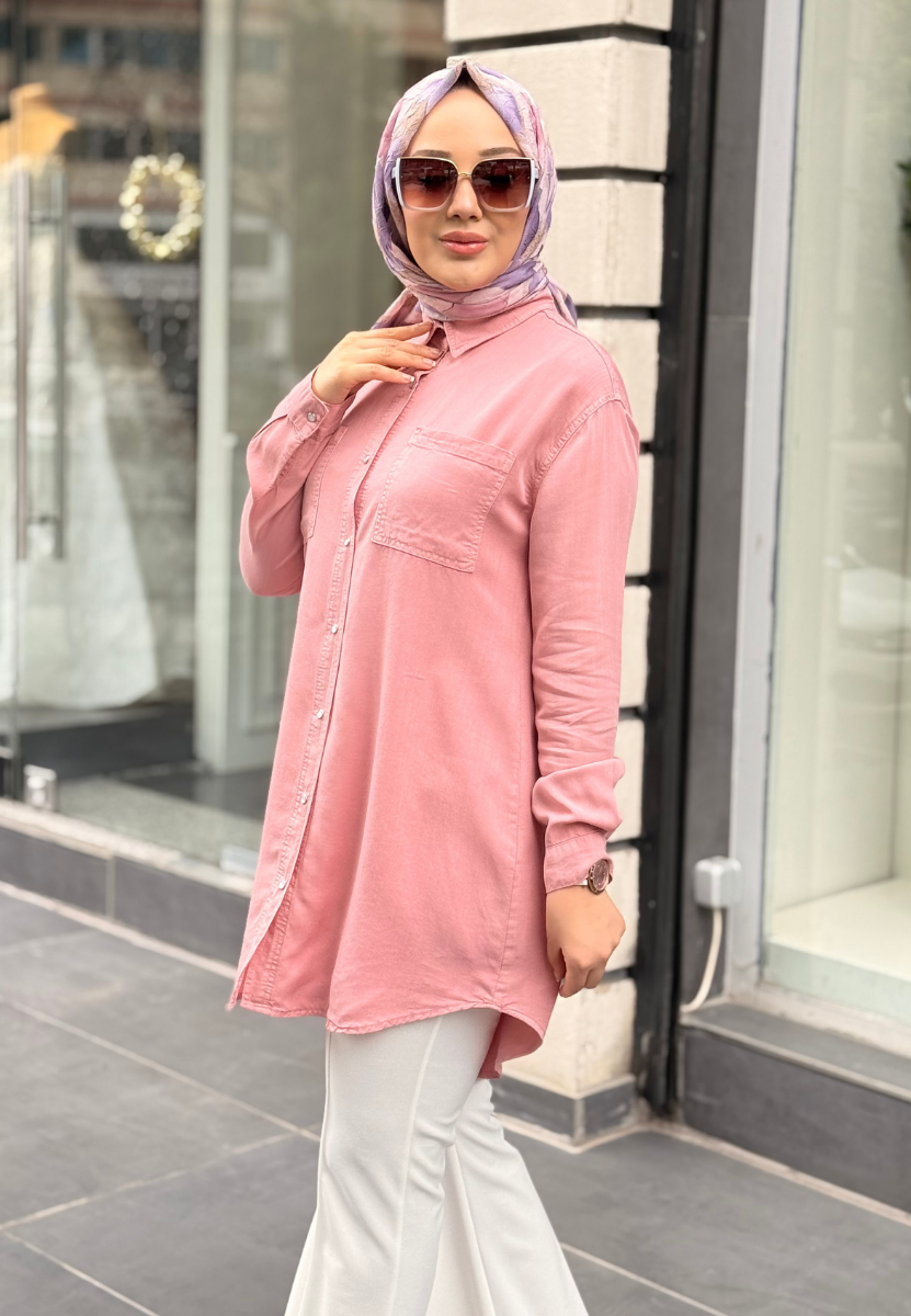 Pembe Clean Tensel Gömlek