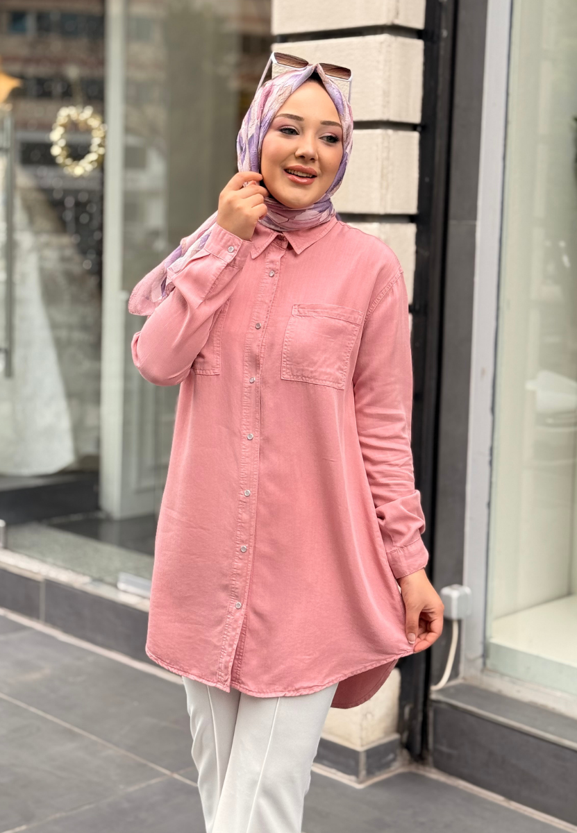 Pembe Clean Tensel Gömlek