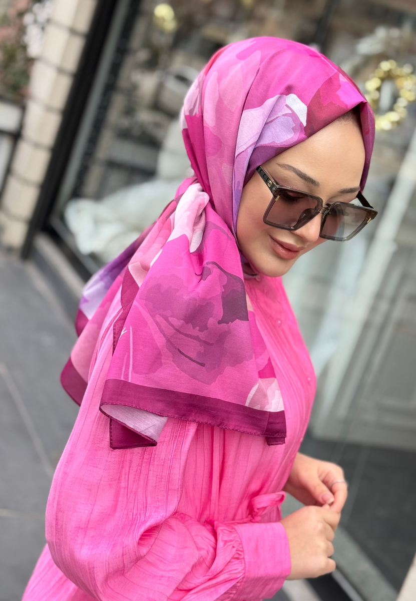 Pembe Flora Şal