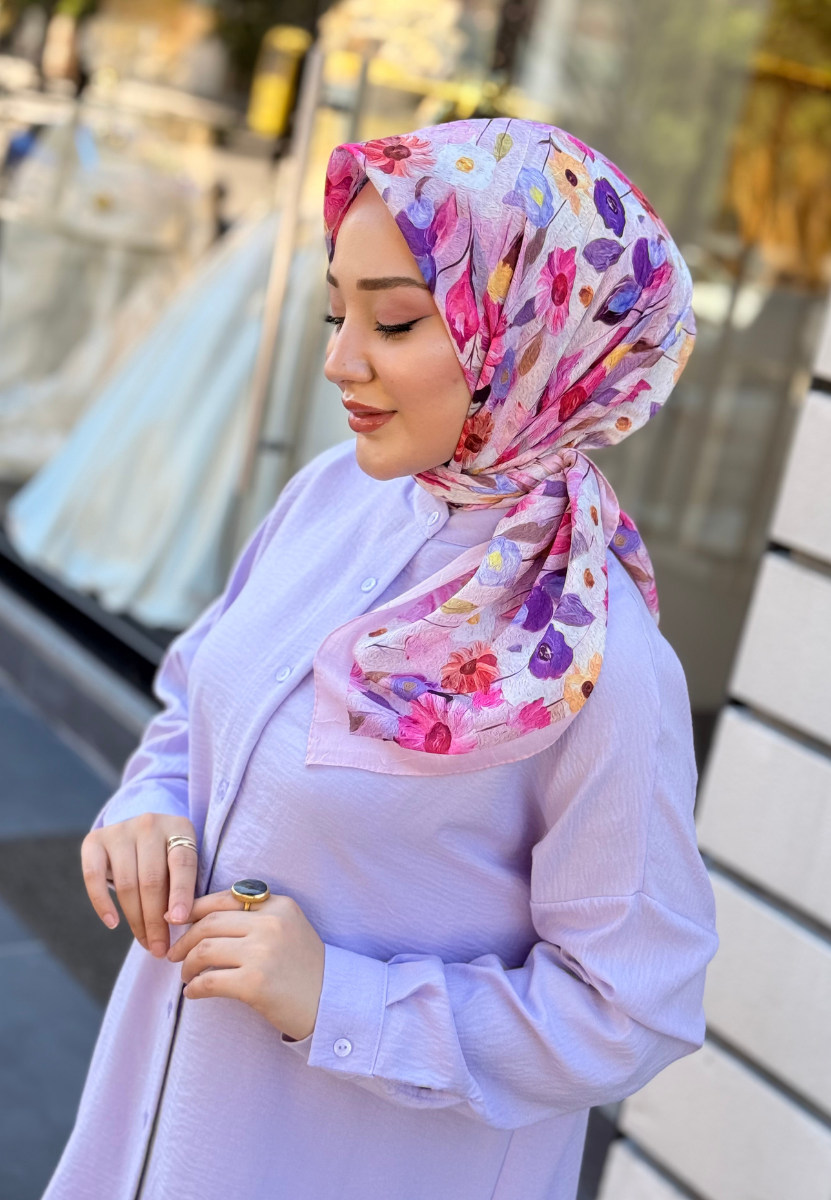 Pembe Floren Soft Eşarp