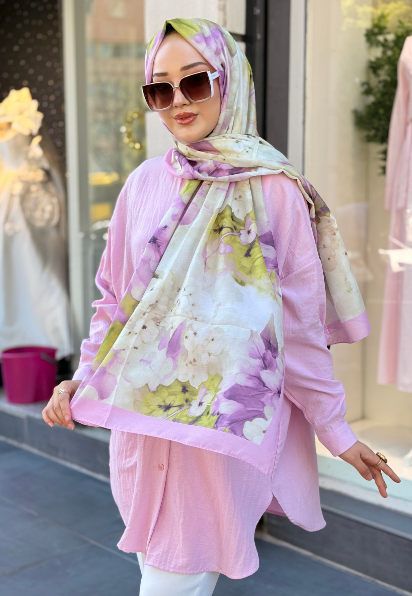 Pembe Nai Pamuk Şal