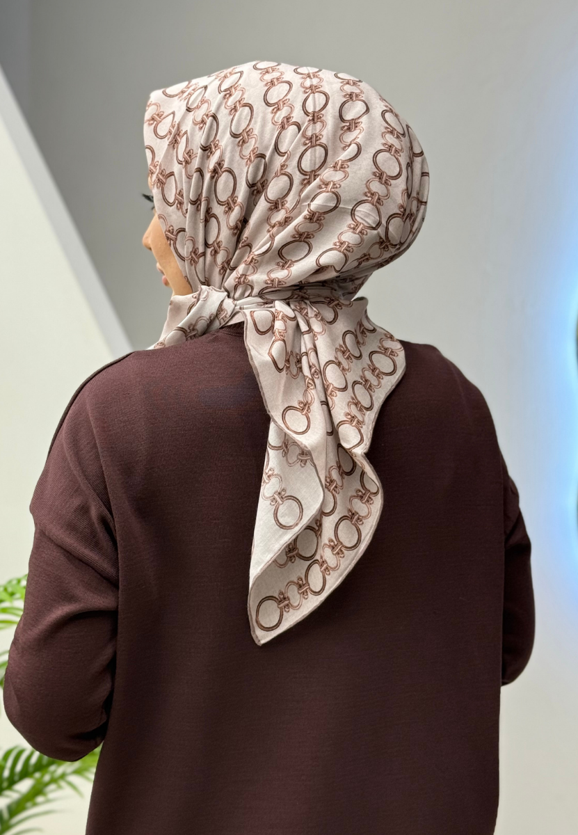 Pudra Zincir Desen Eşarp 