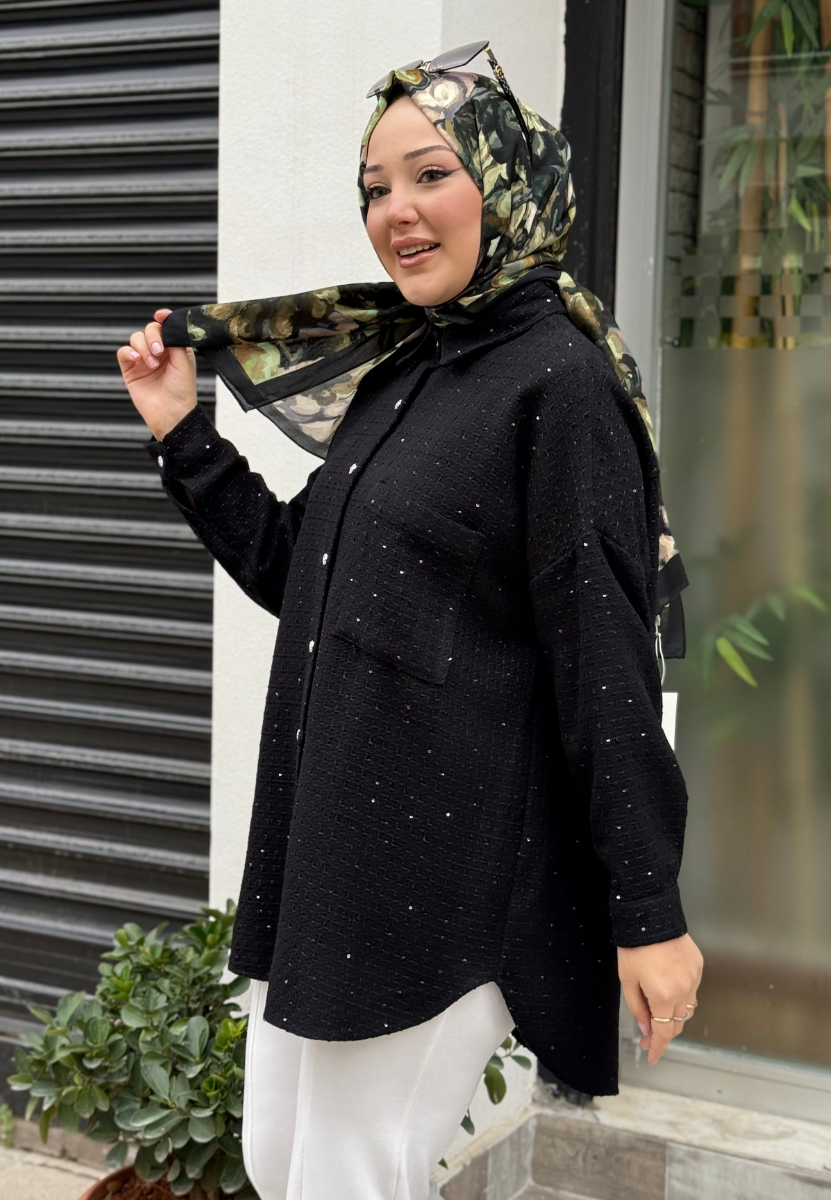 Rengin Siyah Tüvit Gömlek
