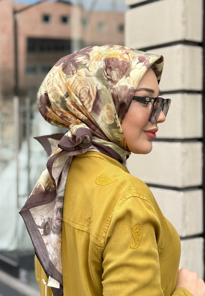 Rose Breeze T.Kahve Viscon Eşarp