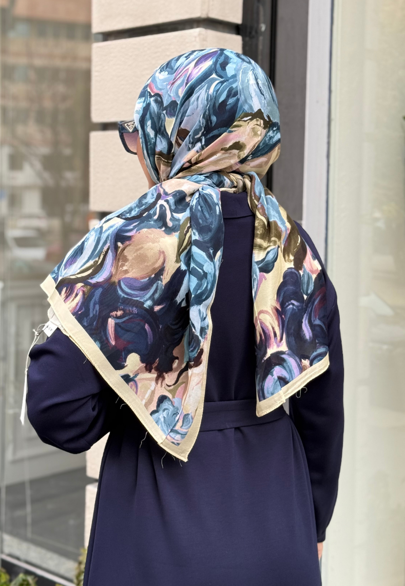 Rosıe İndigo Floş Viscon Şal