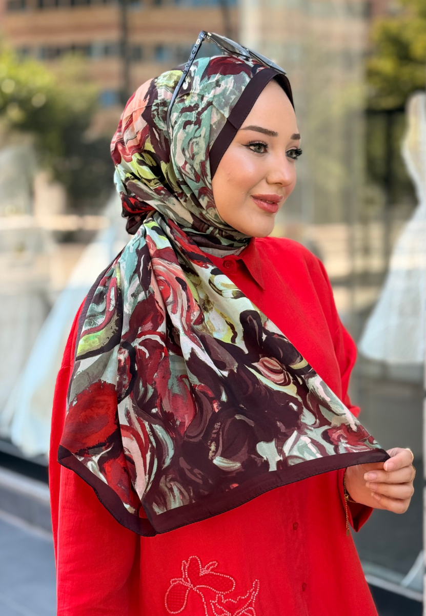 Rosie Kırmızı Floş Viscon Şal