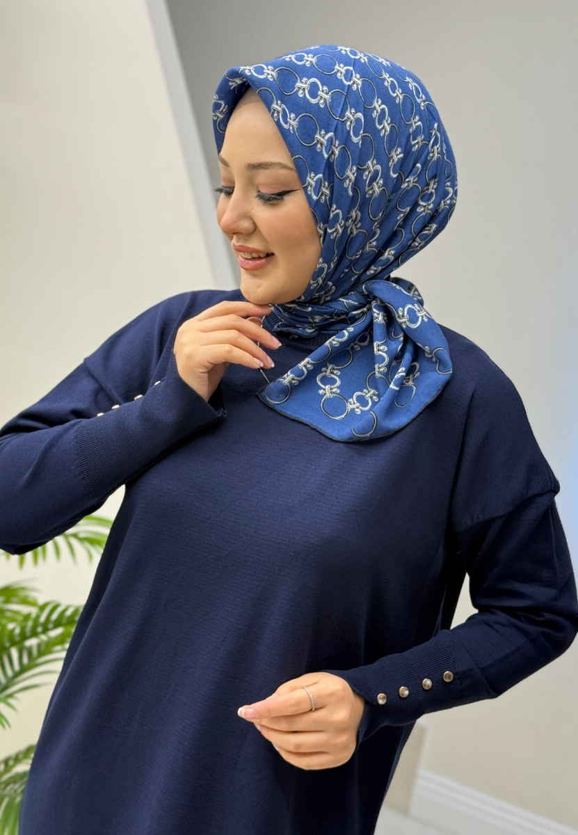 Saks Zincir Desen Eşarp 