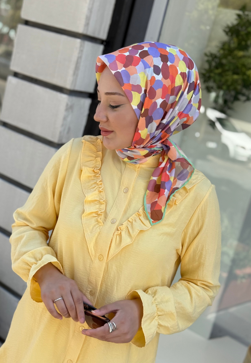 Sarı Bubble Soft Eşarp