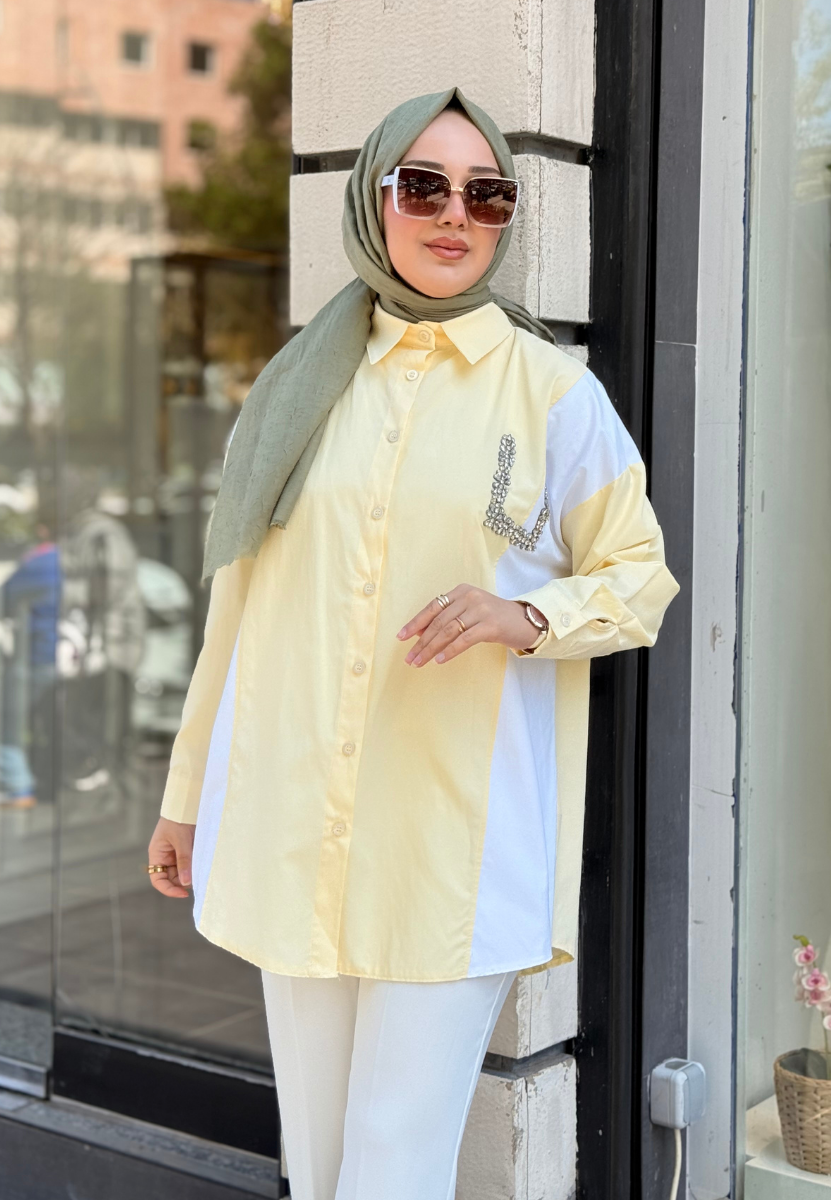 Sarı Color Poplin Gömlek