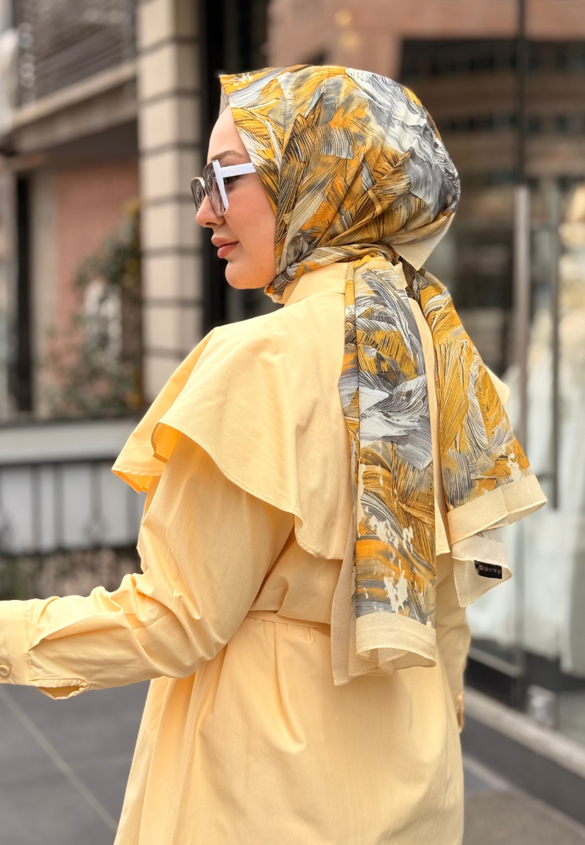 Sarı Native Desen Şal