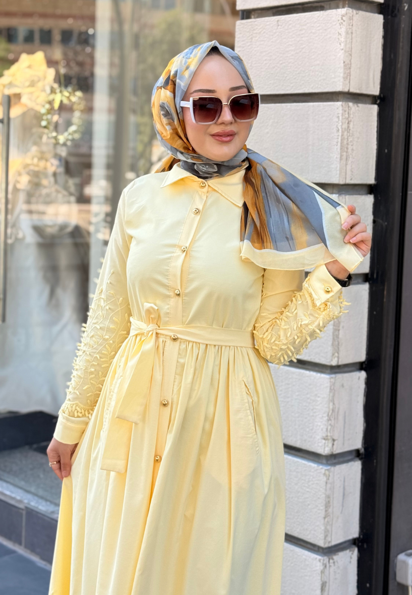 Sarı Pelure Elbise