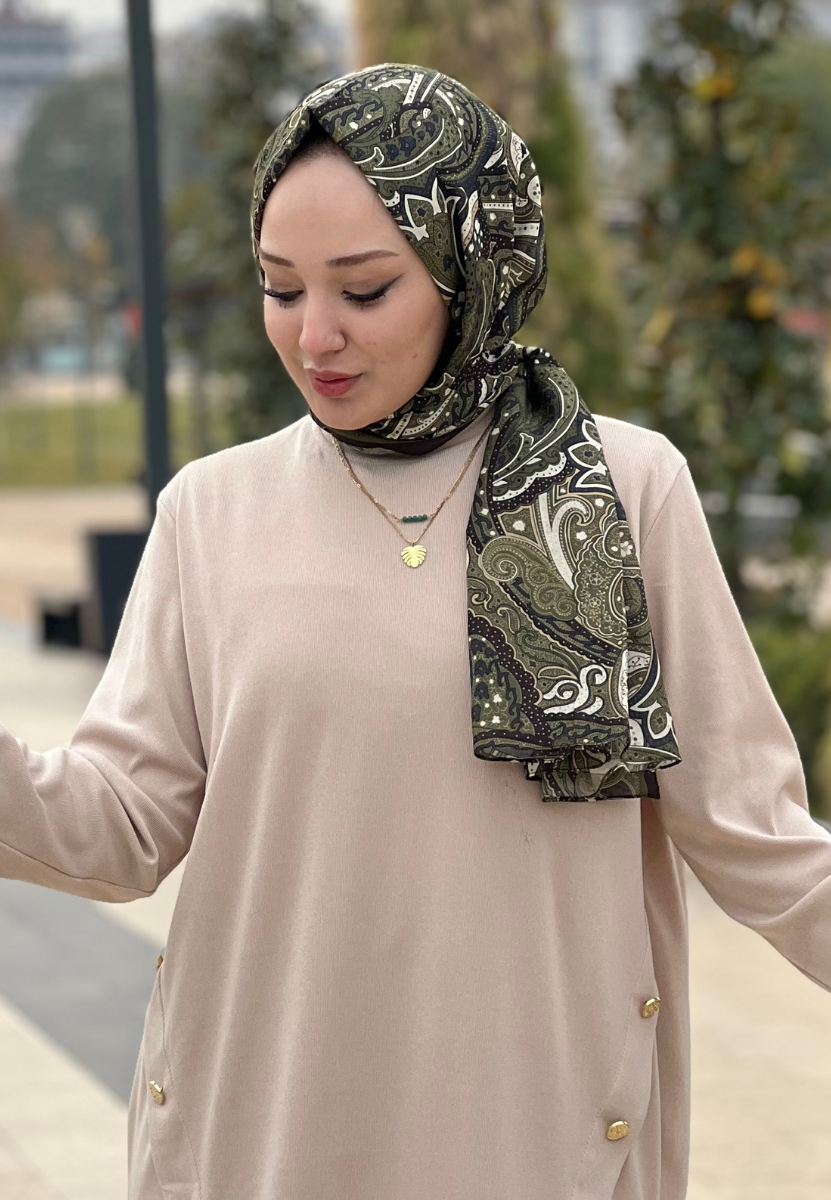 Sıara Desen Yeşil Şal