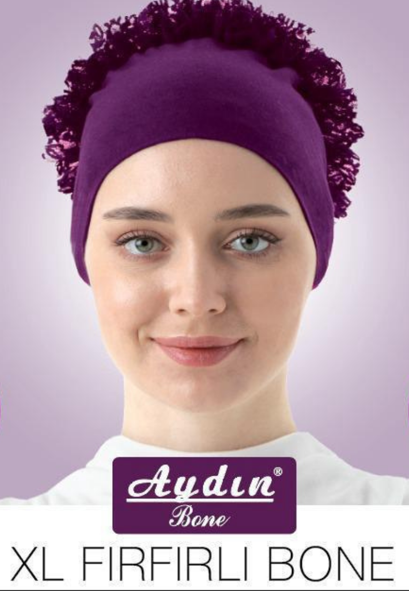 Siyah XL Dikişli Dantel Topuzlu Bone  