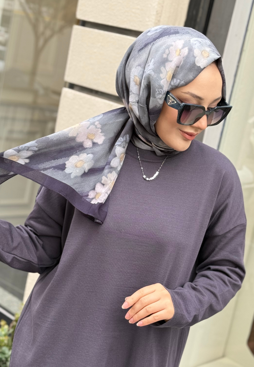 Soft Daısy Lacivert Rami Şal