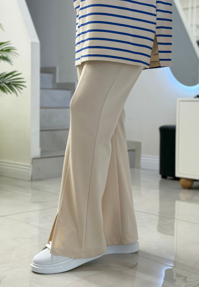 Taş Yırtmaçlı Modal Pantolon