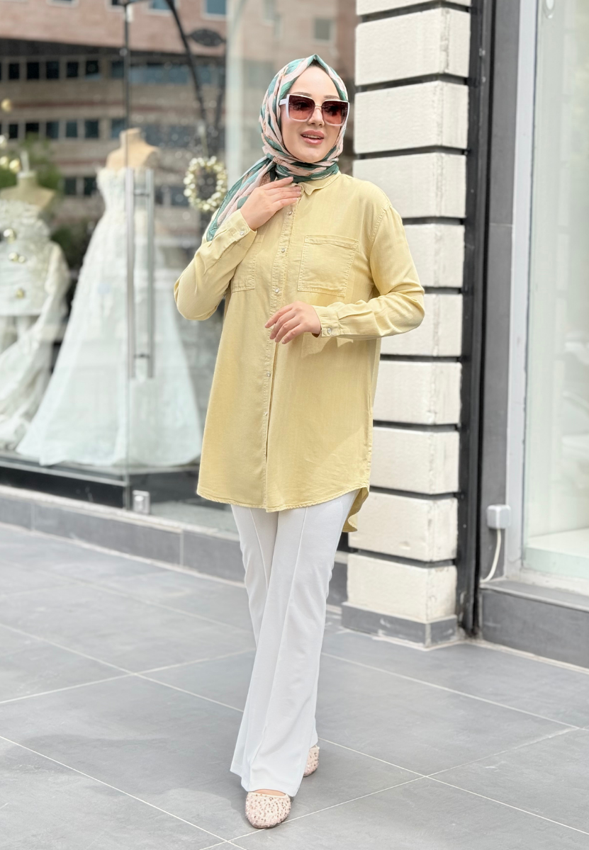 Tatlı Sarı Clean Tensel Gömlek