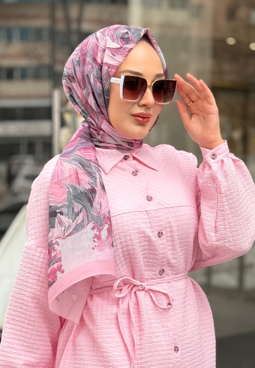 Uçuk Pembe Native Desen Şal