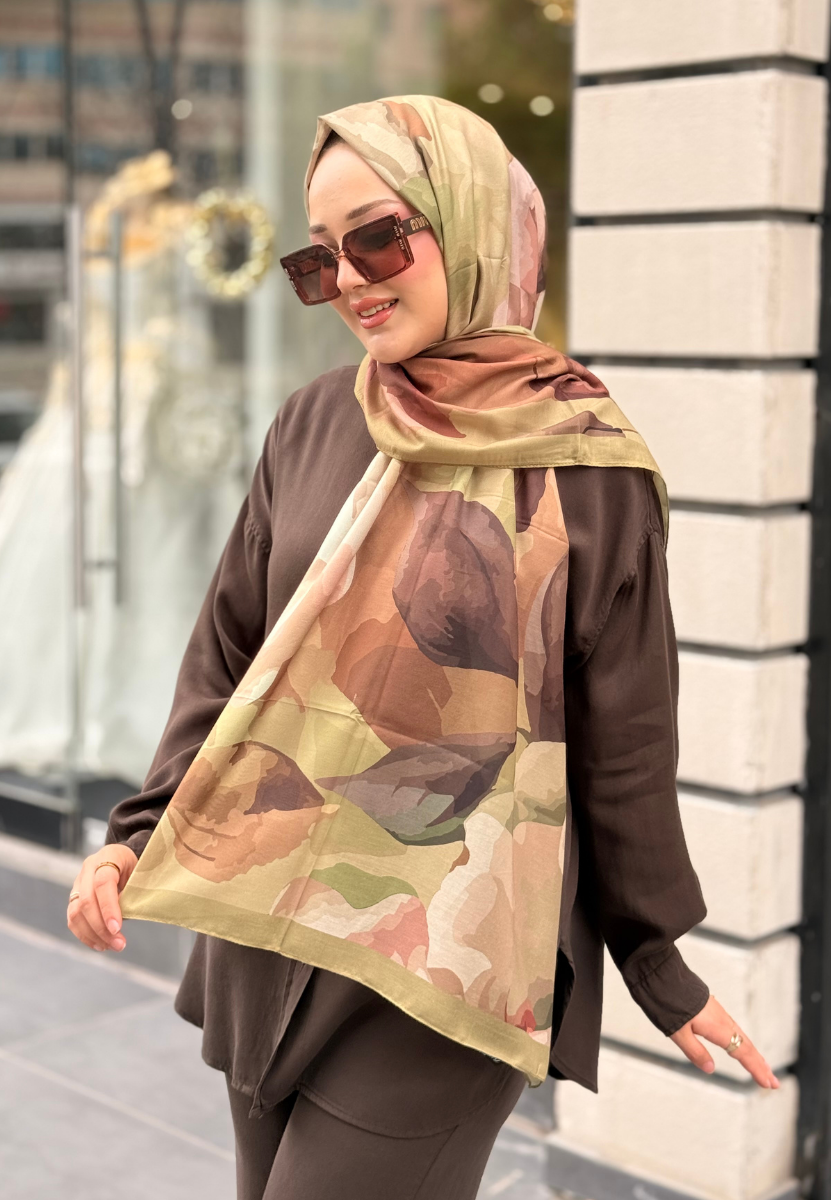 Uçuk Yeşil Flora Şal