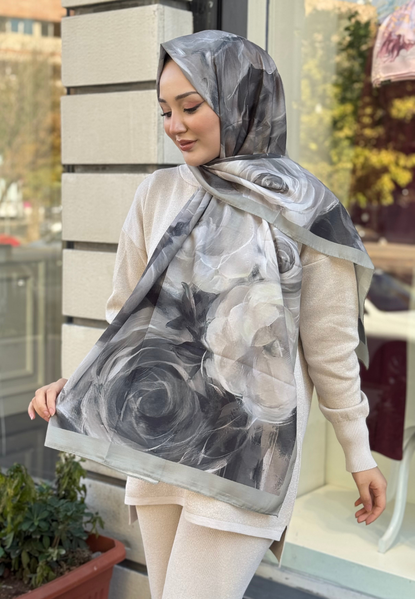 Uçuk Yeşil Rose Pamuk Şal