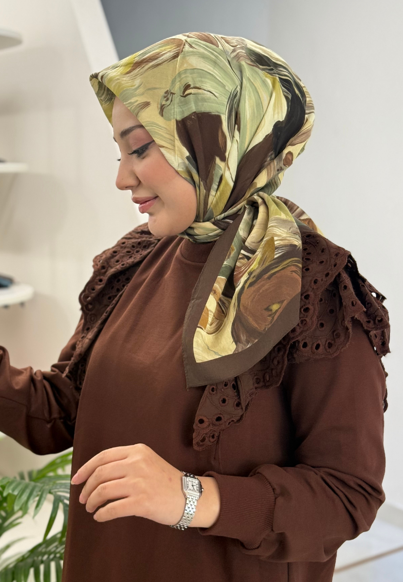 Vanılla Blossom Ç.Kahve Viscon Eşarp