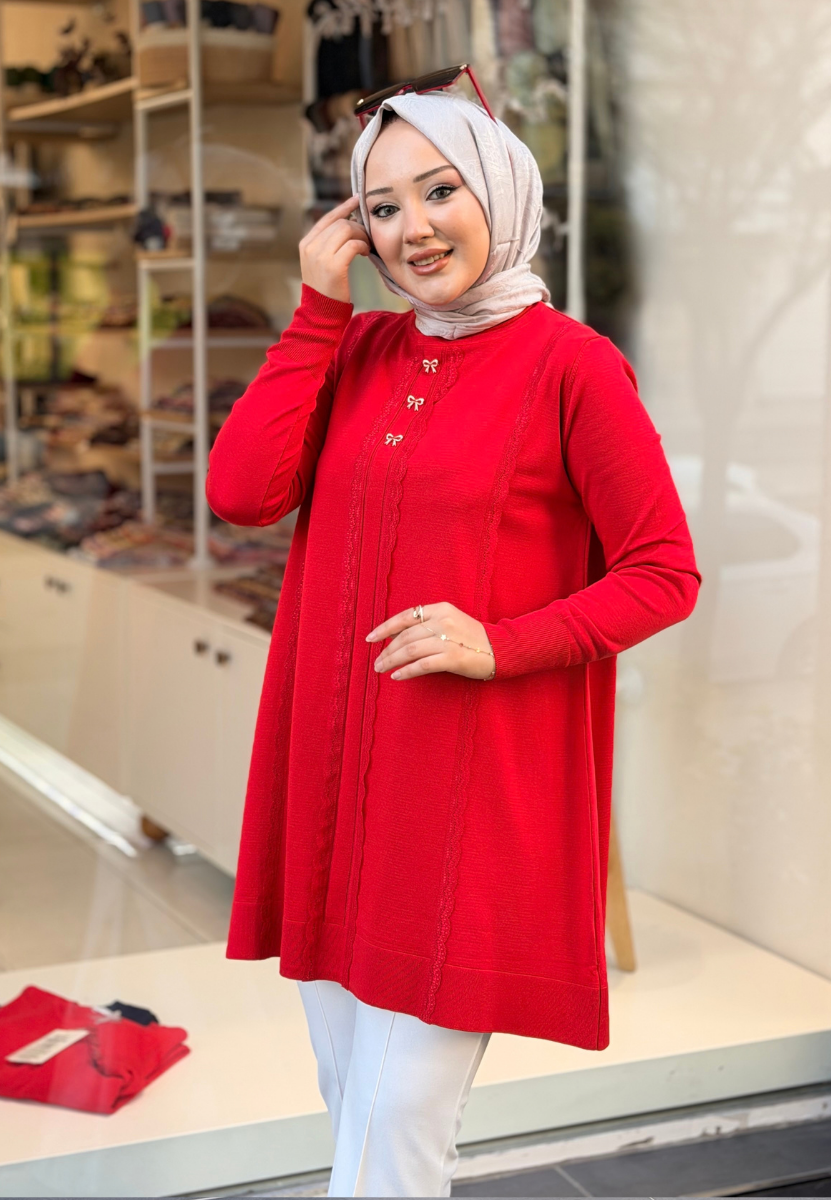 Viola Kırmızı Triko Kazak 