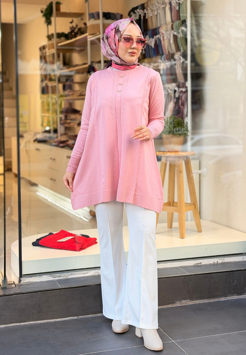 Viola Pembe Triko Kazak 