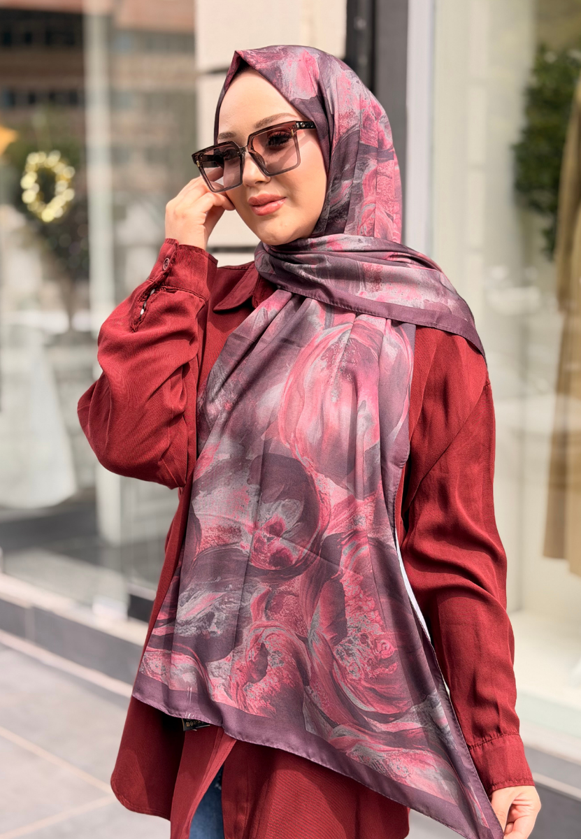 Vişne Tulipa Pamuk Şal