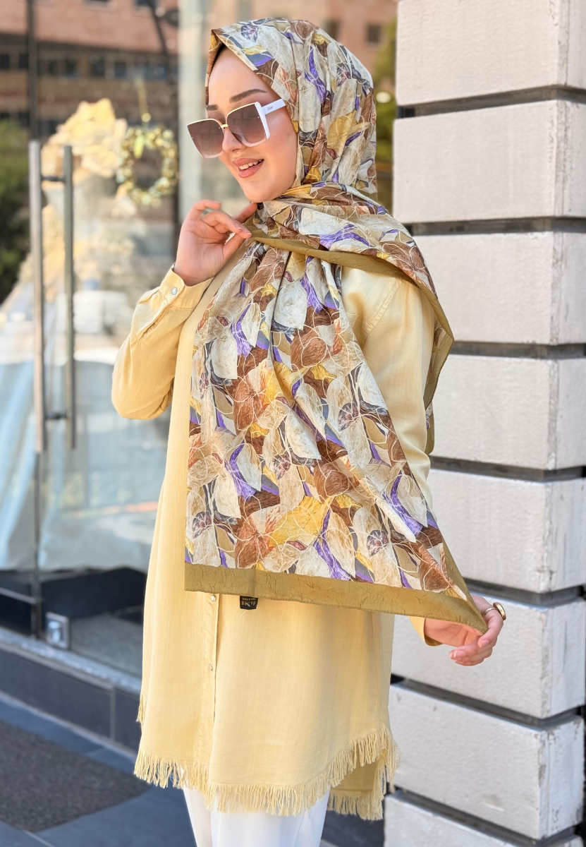 Yağ Yeşili Spring Kraş Şal