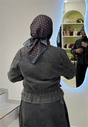 Antrasit Mini Denim Ceket