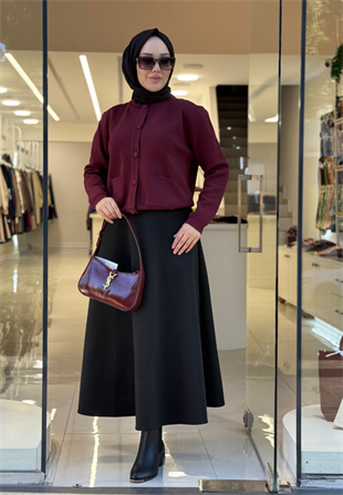 Bordo Bomber Mini Hırka