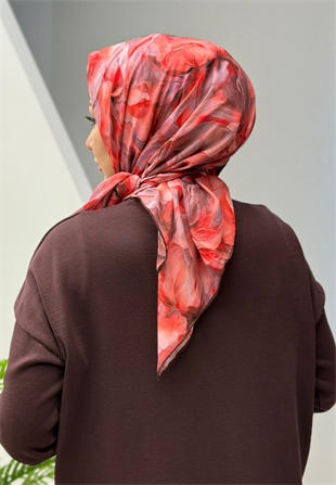 Bordo Organik Pamuk Eşarp 