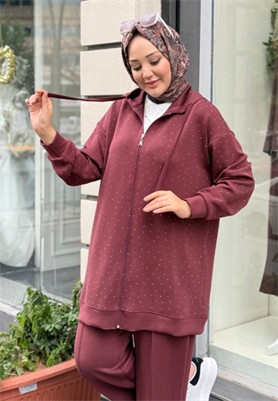 Bordo Pırıltı Modal Takım