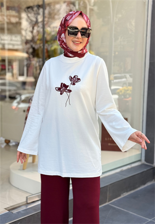 Bordo Yonca Yelekli Takım