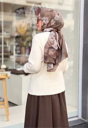 Ekru Angora Kısa Hırka