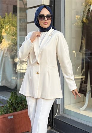 Ekru Hoops Blazer Ceket