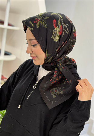 Garden Joy Siyah Viscon Eşarp