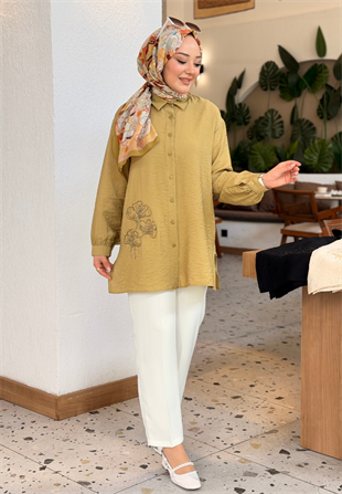 Hüma Yağ Yeşili Gömlek
