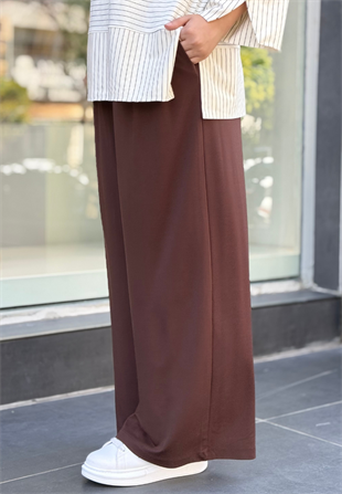 Kahverengi Bağçıklı Modal Pantolon