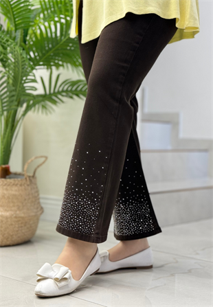 Kahverengi Taşlı İspanyol Denim