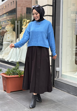 KB Mavi Basic Kısa Kazak