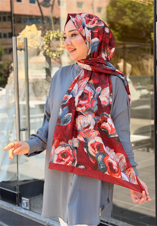 Kırmızı Lidia Kraş Şal