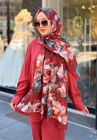 Kırmızı Lidia Kraş Şal