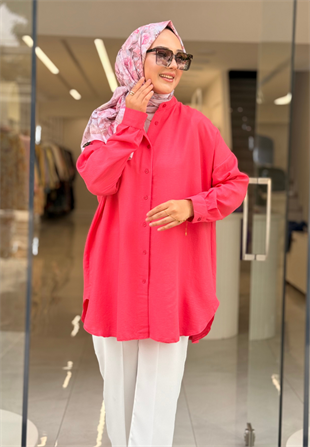 Koyu Pembe Damla Gömlek