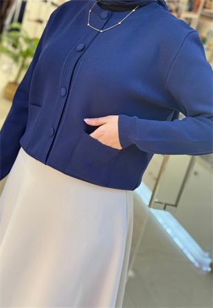 Lacivert Bomber Mini Hırka