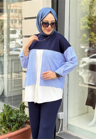 Lacivert Çift Garni Takım