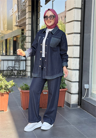 Lacivert Denim Pantolonlu Takım