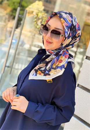 Lacivert Floren Soft Eşarp