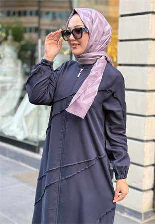 Lacivert Micca Dikişli Ferace