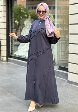 Lacivert Micca Dikişli Ferace